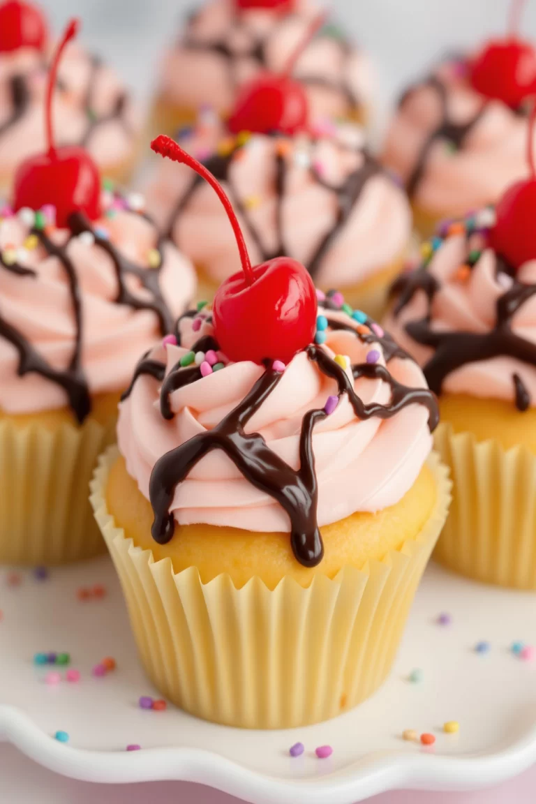Strawberry Sundae Cupcakes