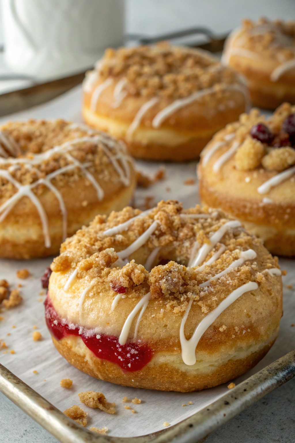 Apple Cheesecake Buns with a Crumble Topping