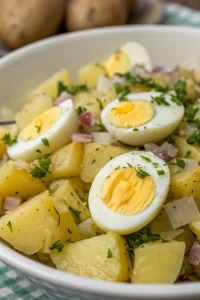 Garlic Roasted Potato Spinach Salad with Eggs