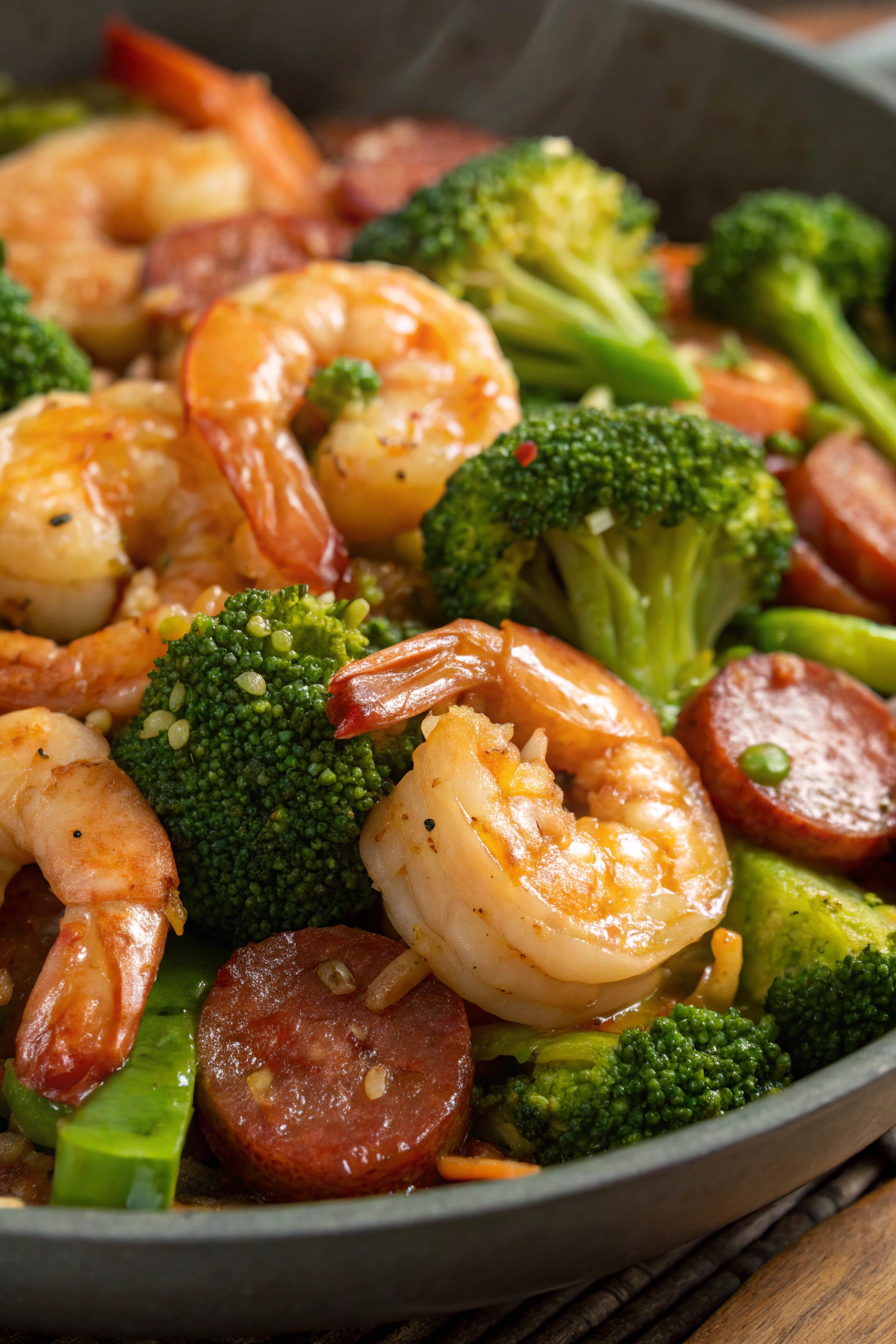 Honey Garlic Shrimp Sausage and Broccoli