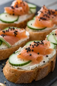Smoked Salmon Crostini with Garlic Herb Cream Cheese