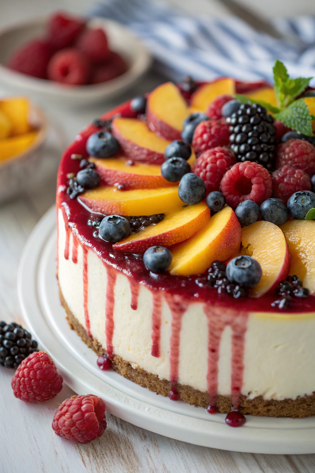 Summer Berry and Peach Cheesecake Recipe