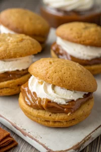 Apple Cider Whoopie Pie cookies with Caramel Filling