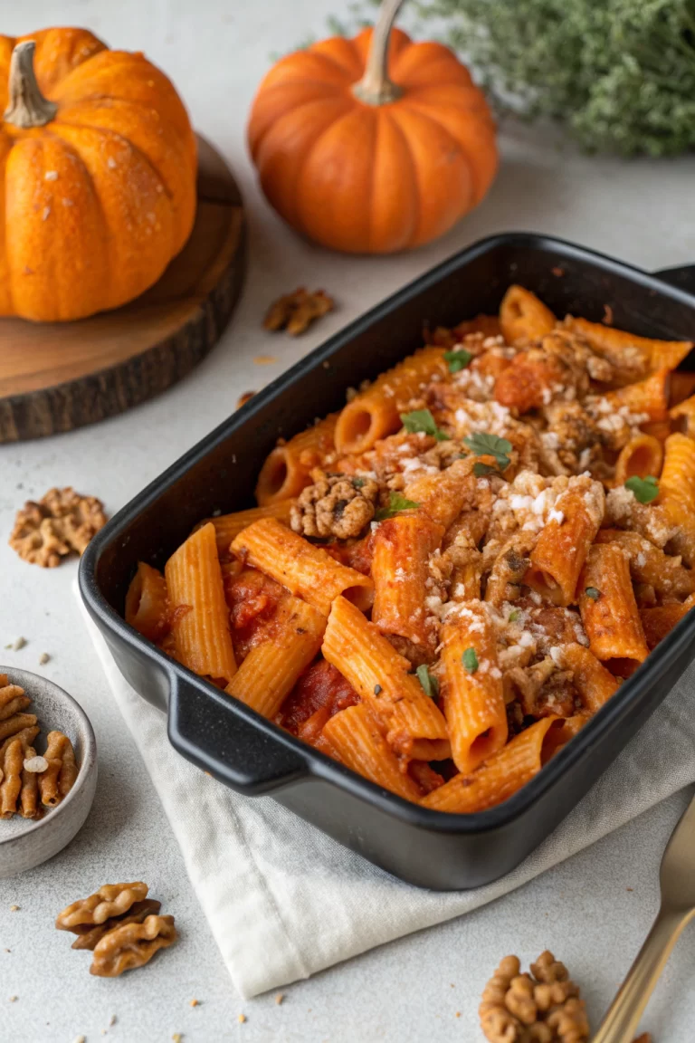 Cheesy Pasta Bake with Pumpkin