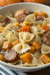 Creamy Butternut Squash Pasta with Sausage and Spinach