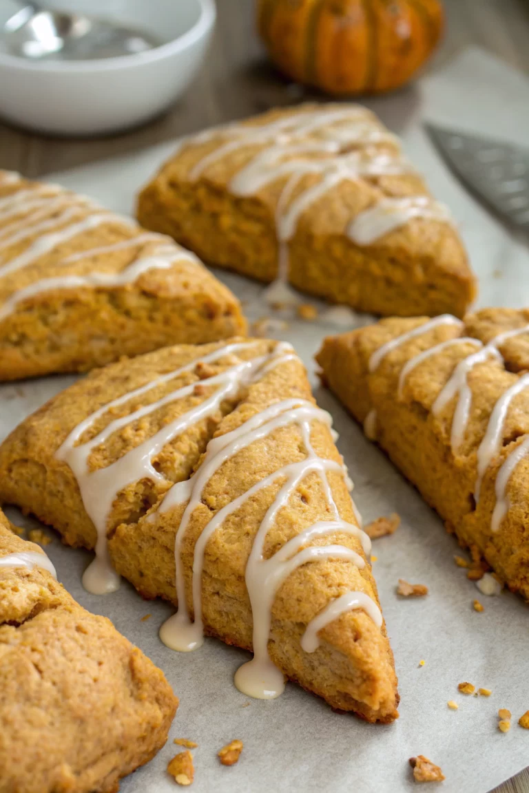 Flaky Pumpkin Scones with Vanilla Icing