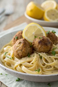 Garlic Butter Turkey Meatballs with Lemon Zucchini Noodles