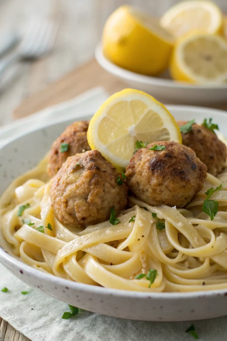 Garlic Butter Turkey Meatballs with Lemon Zucchini Noodles