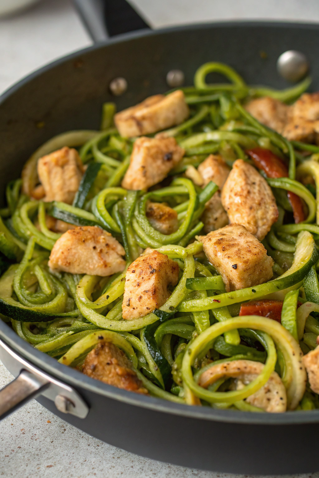 Garlic Chicken Zucchini Noodles Stir Fry Recipe