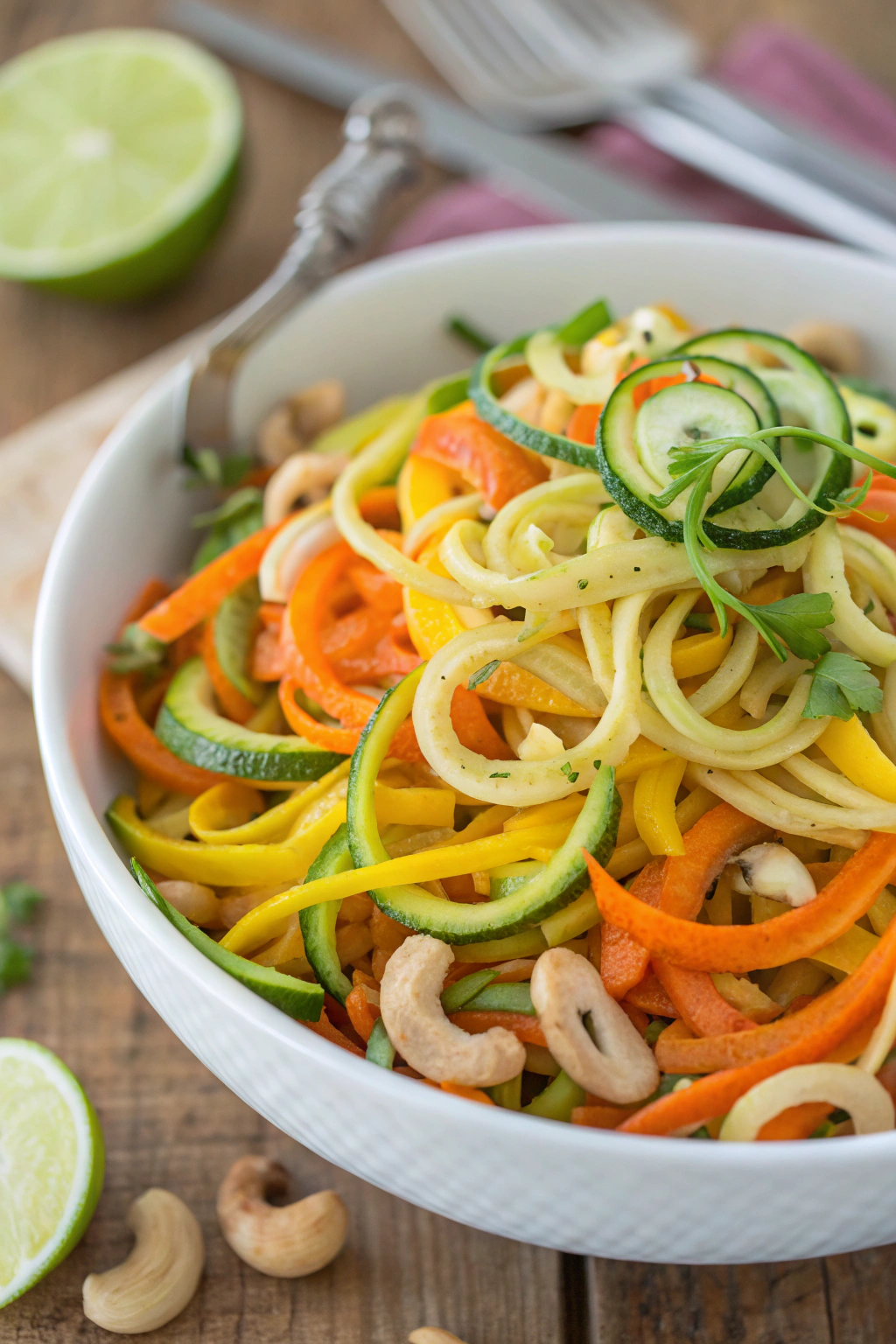 Garlic Lime Cashew Zoodles Recipe