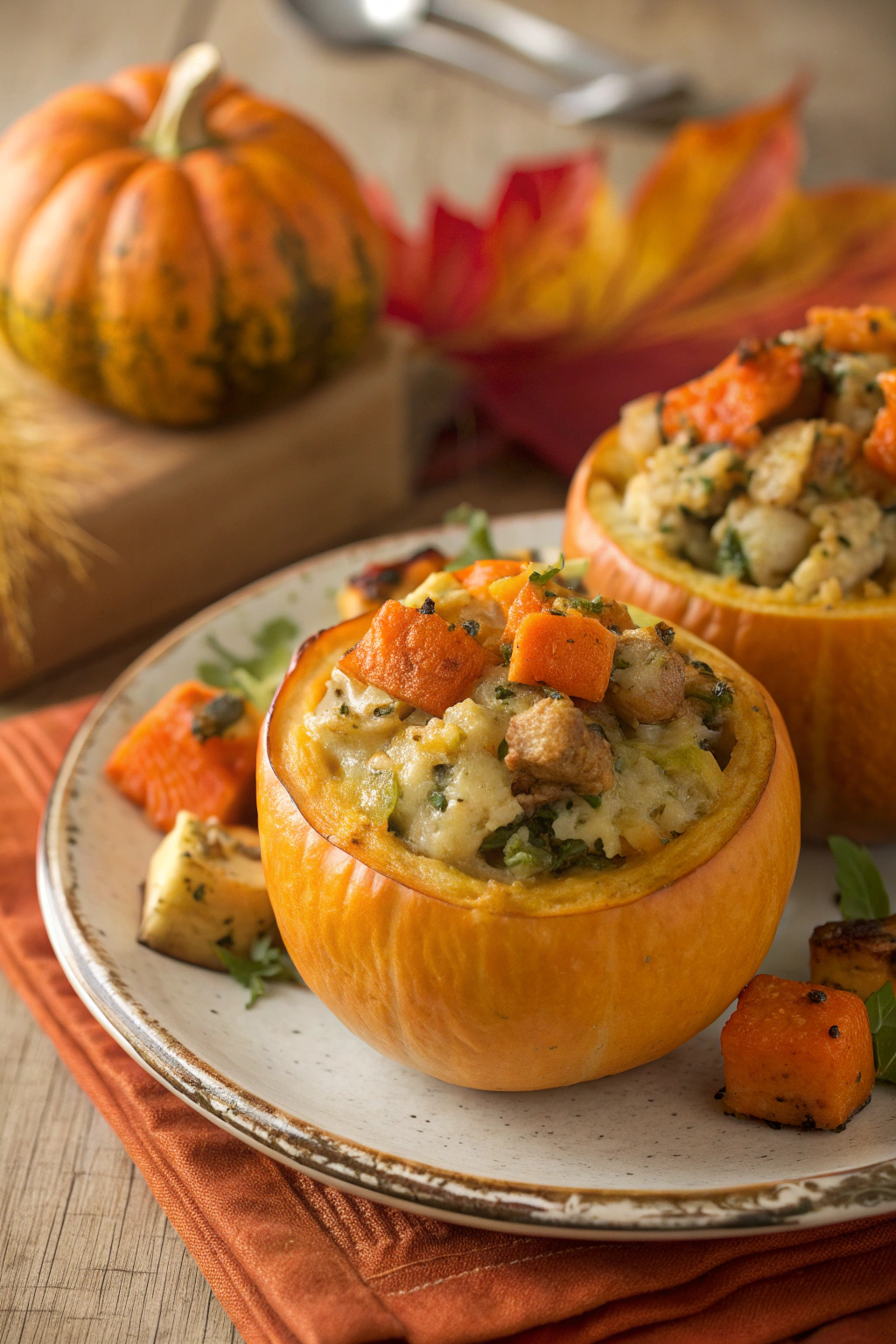 Ground Turkey & Brown Butter Sage Stuffed Pumpkins