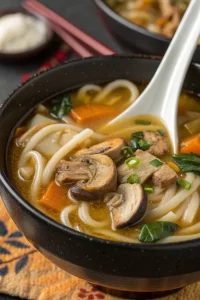 Miso Udon Noodle Soup with Teriyaki Mushrooms