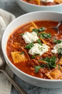 One-Pot Lasagna Soup with Ricotta Cheese