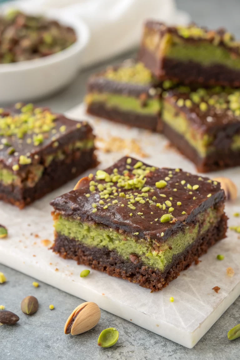 Pistachio Kunafa Brownies Recipe