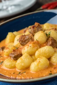 Pumpkin Gnocchi with Spinach and Sausage