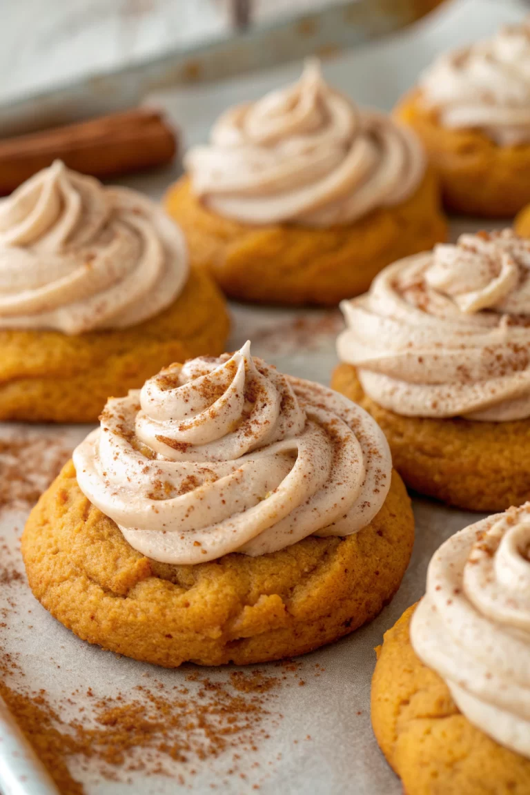 Soft Pumpkin Cookies with Cinnamon Frosting