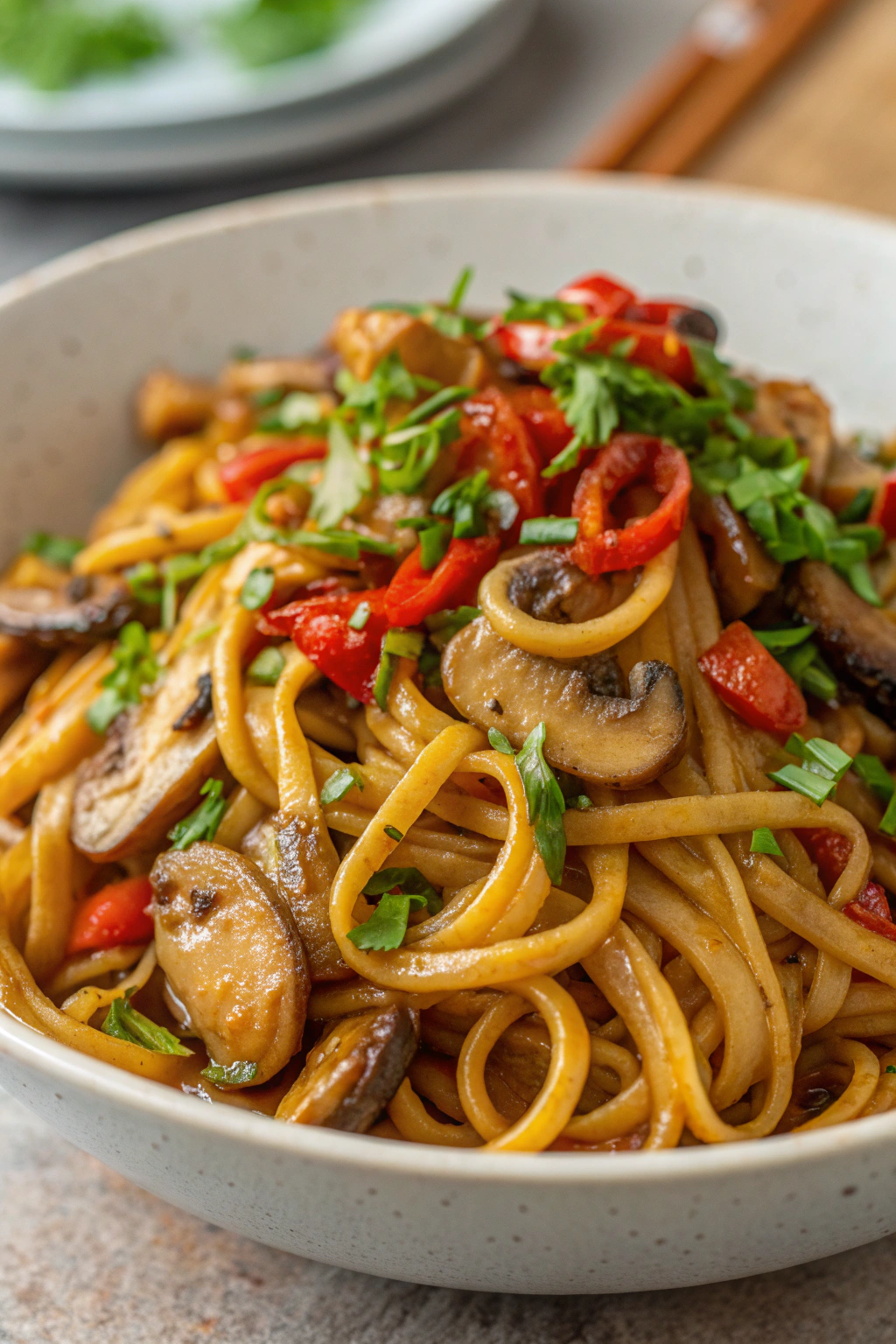 Udon Noodle Stir Fry with Mushrooms Recipe