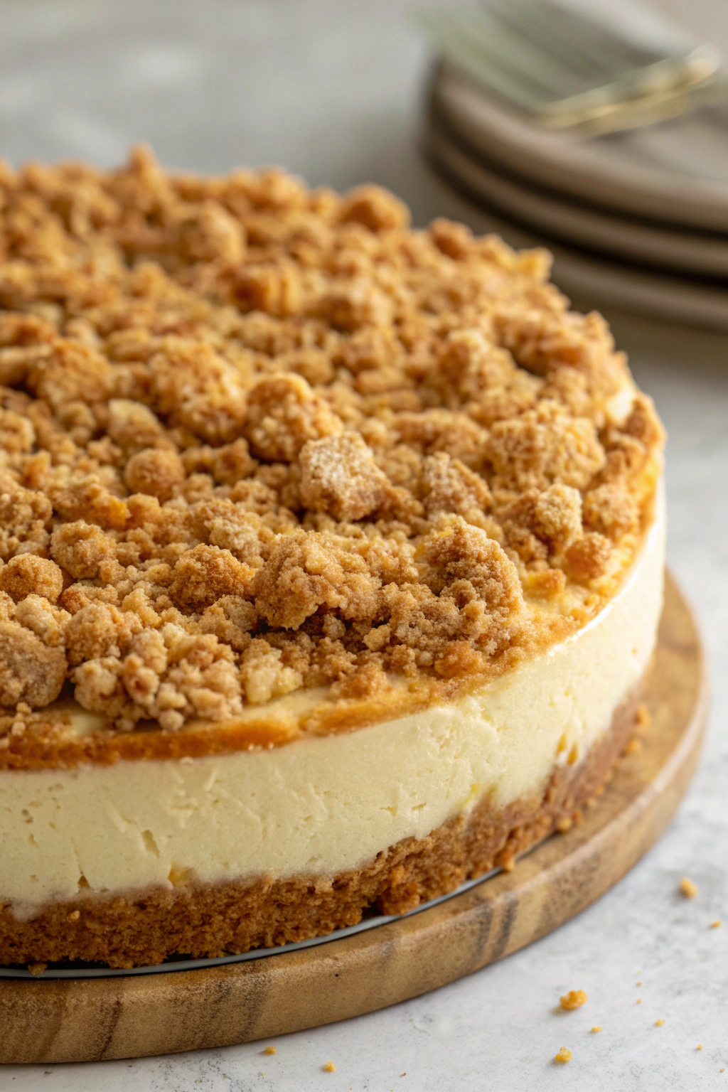 Apple Crumble Cheesecake with Cookie Crust