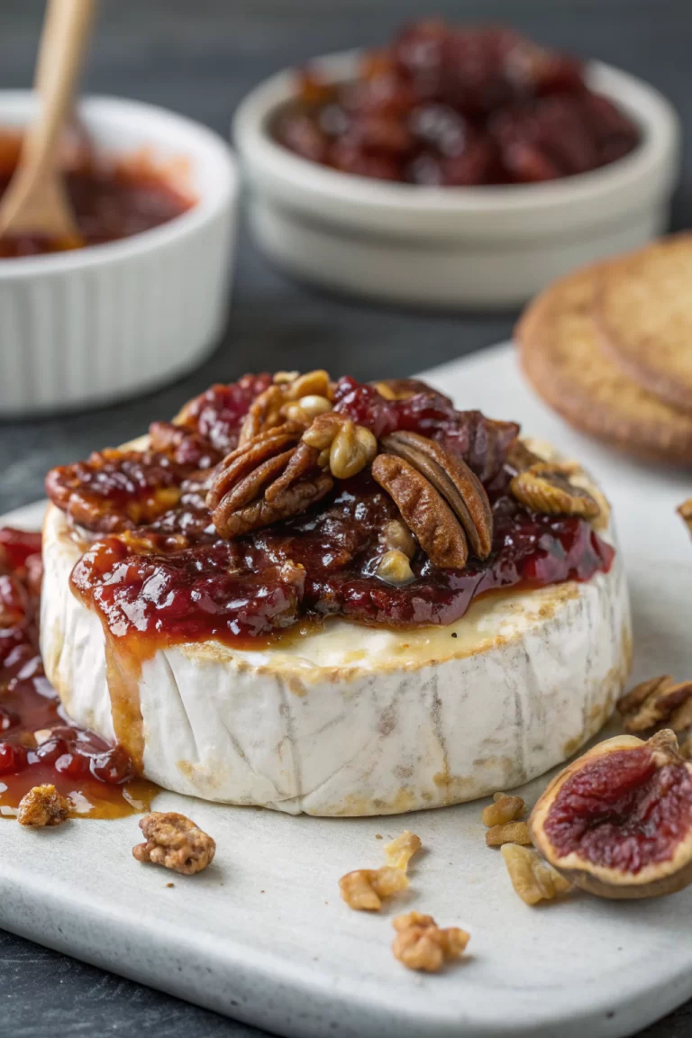 Baked Brie with Fig Jam and Pecans Recipe