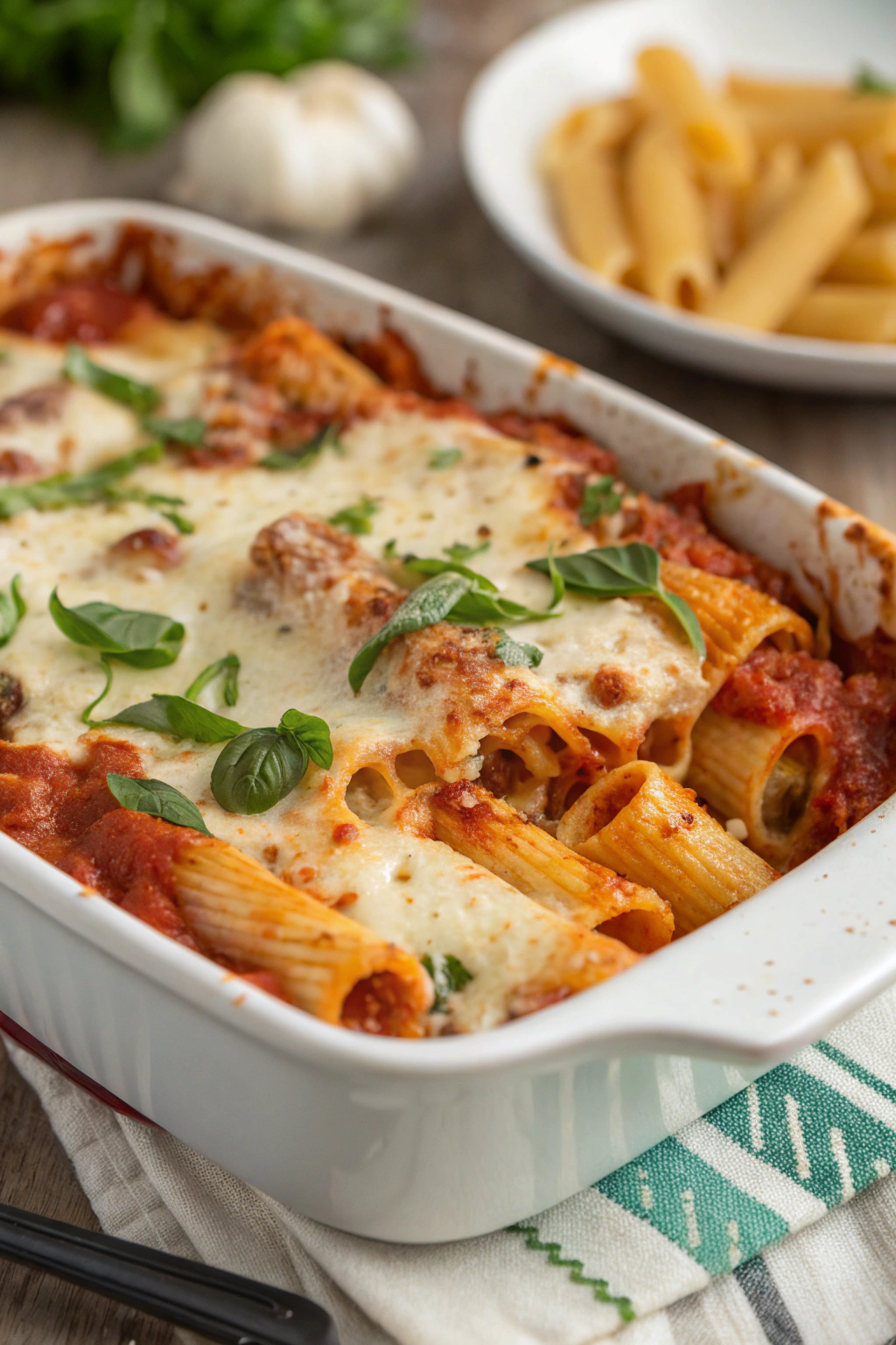 Baked Ziti with Ricotta & Mozzarella