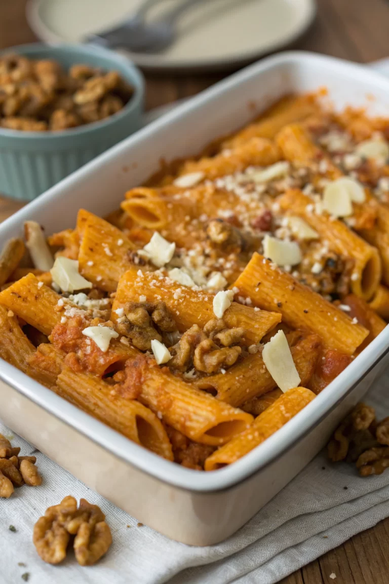 Cheesy Pasta Bake with Pumpkin Tomato Sauce