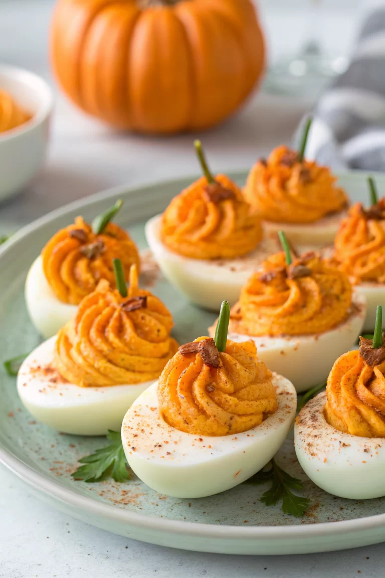 Easy Peel Pumpkin Patch Deviled Eggs Recipe