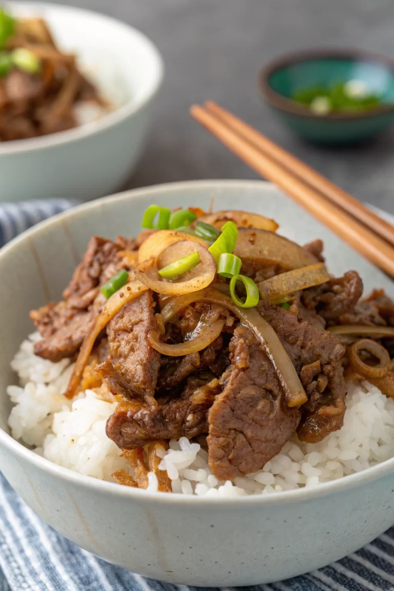 Gyudon Japanese Beef Rice Bowl Recipe