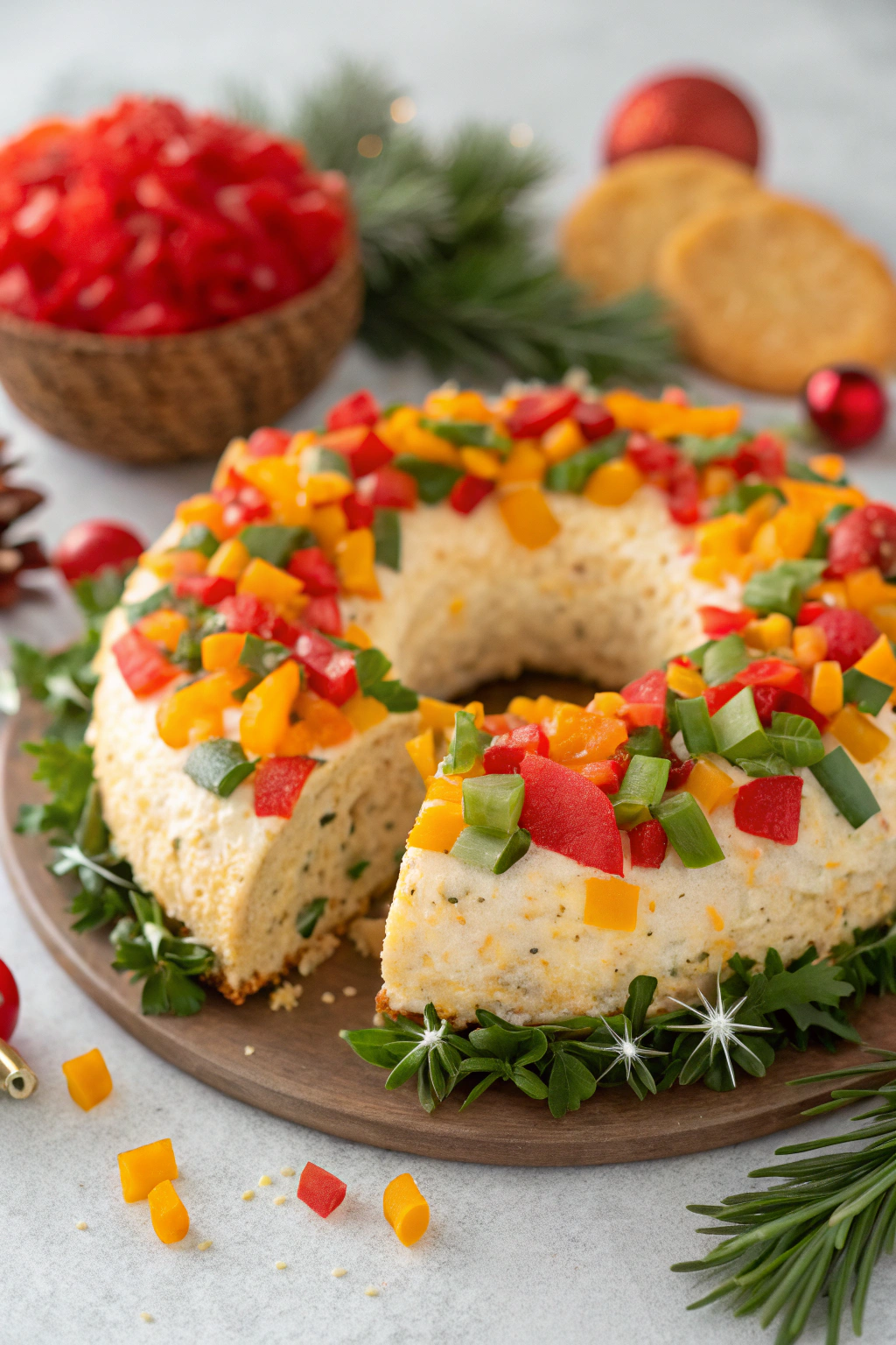 Christmas Taco Cheese Ball Wreath Recipe