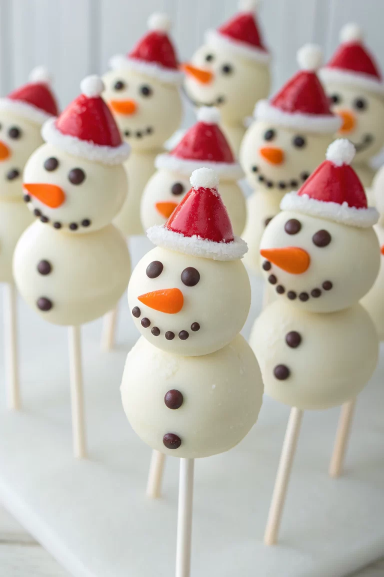 No Bake chocolate Snowman cake pops Recipe