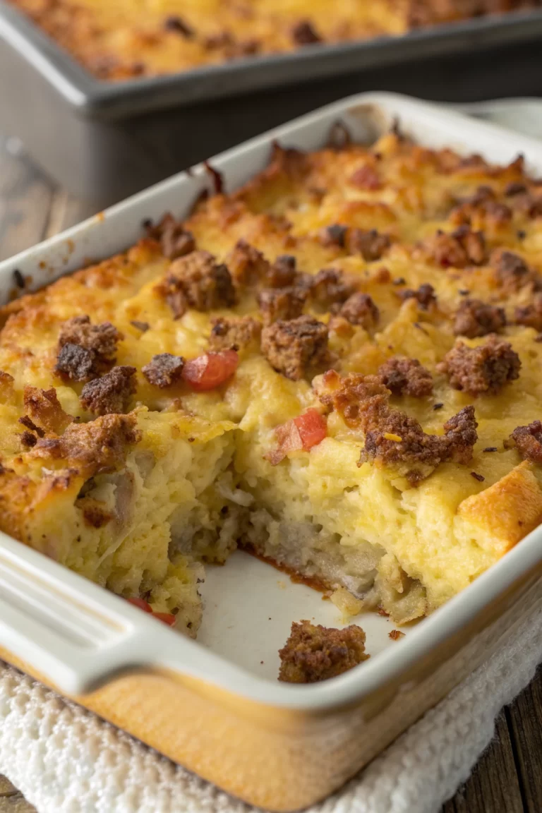 Sausage Egg And Cream Cheese Hash Brown Breakfast Casserole