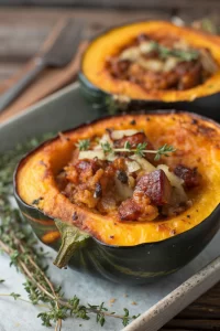 Stuffed Acorn Squash with Creamed Spinach