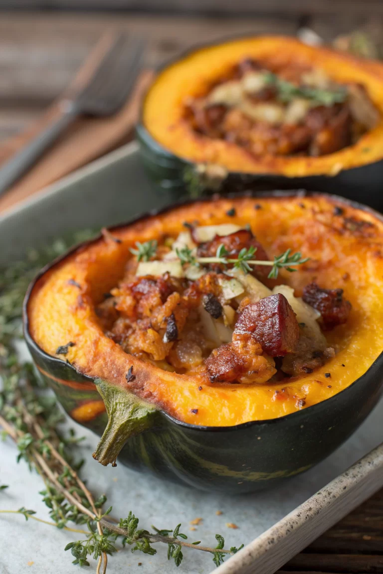 Stuffed Acorn Squash with Creamed Spinach