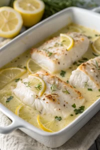 Baked Cod in Coconut Lemon Cream Sauce
