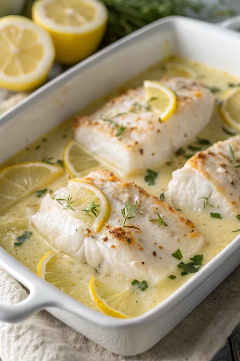 Baked Cod in Coconut Lemon Cream Sauce