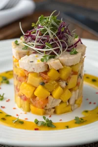 Crab Avocado Towers with Mango Lime-Cilantro Vinaigrette