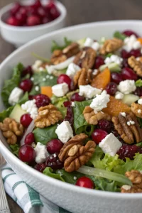 Festive Mixed Green Salad with Cranberries & Feta