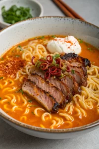Grilled Beef Ramen with Creamy Korean Sauce