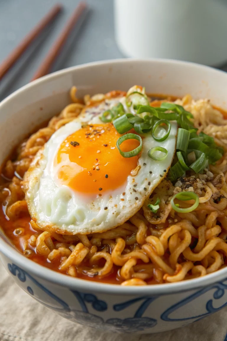 Korean Spicy Ramen Noodles with Cheese