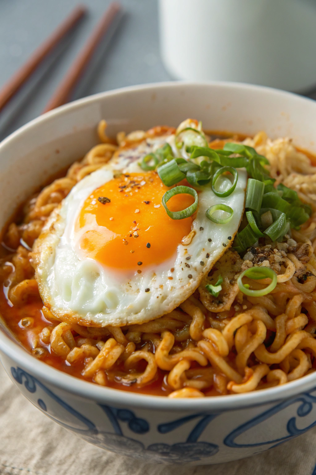 Korean Spicy Ramen Noodles with Cheese