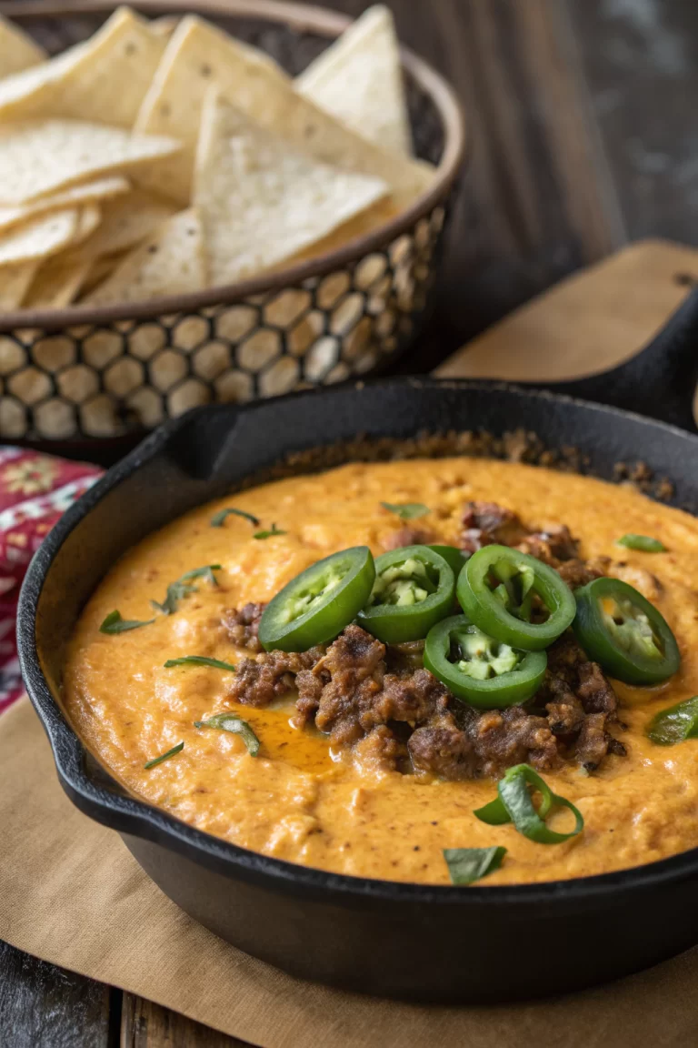 One Pan Queso Dip With Ground Beef & Velveeta Recipe