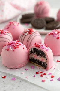 Oreo Truffle Balls with Pink Candy Coating