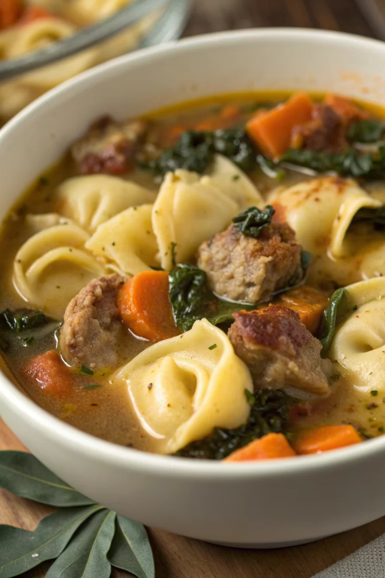 Sausage Tortellini Soup with Spinach