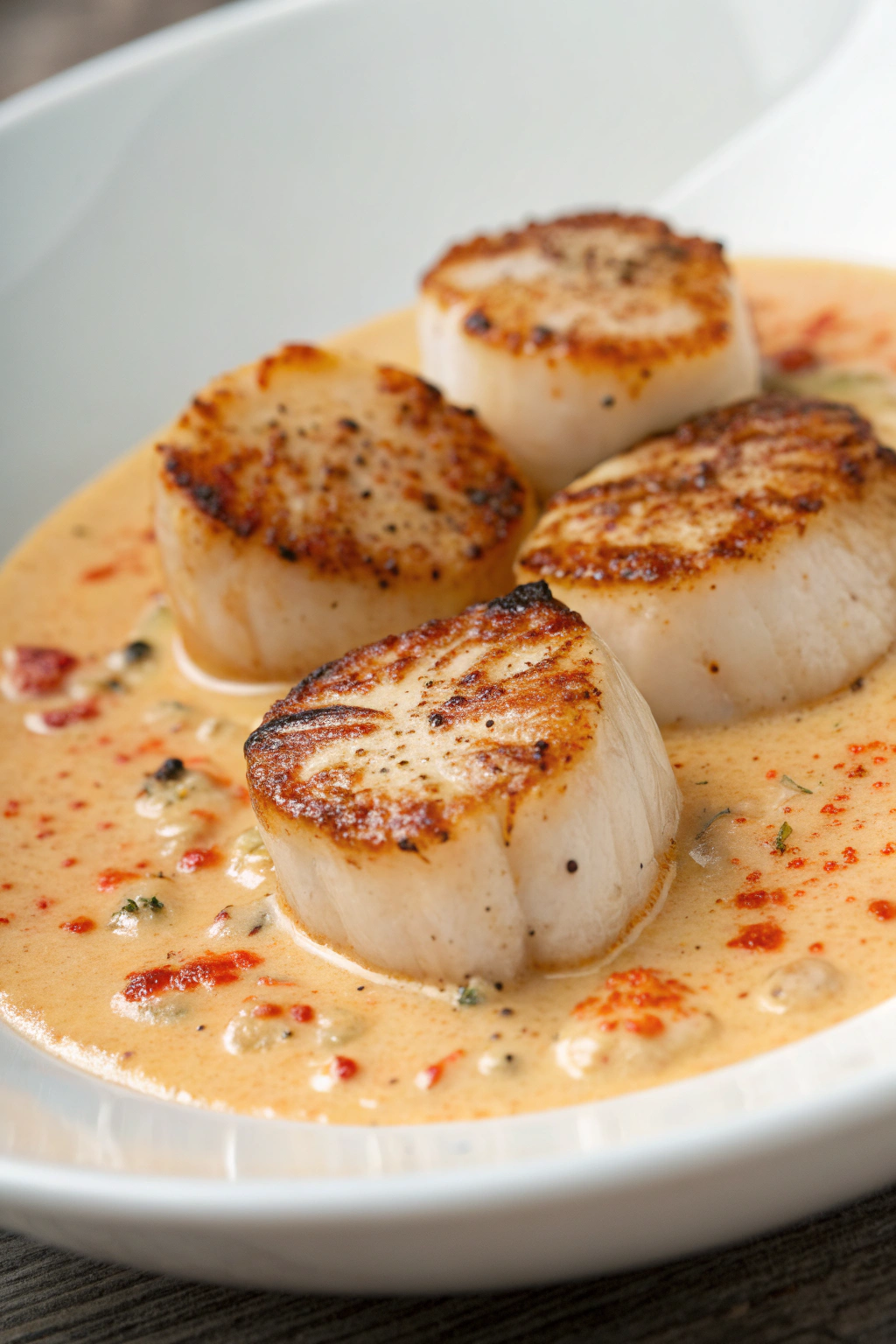 Seared Scallops with Spicy Cajun Cream Sauce