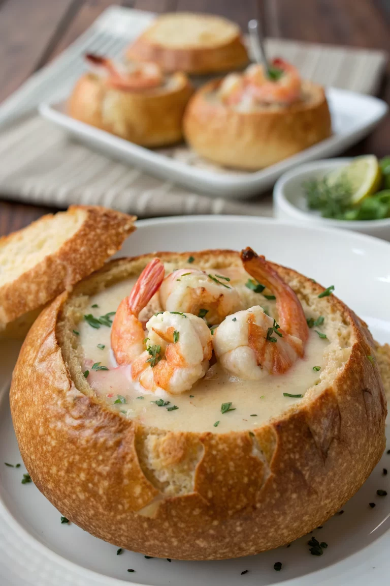 Tasty Stuffed Seafood Bread Bowls Recipe