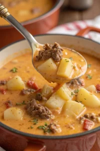 Cheesy Beef Potato Soup Recipe