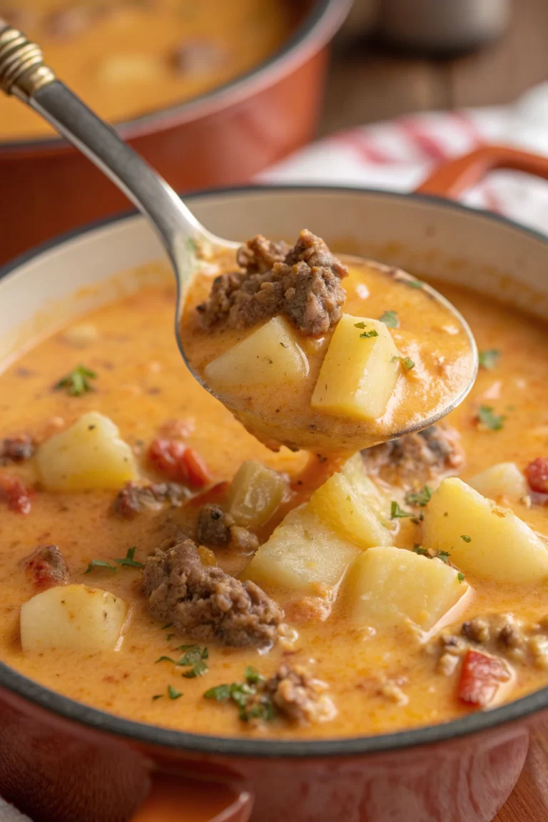 Cheesy Beef Potato Soup Recipe
