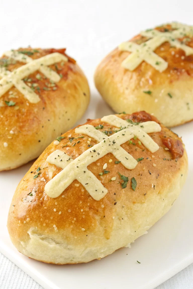 Football-Shaped Cheesy Stuffed Garlic Bread Rolls Recipe
