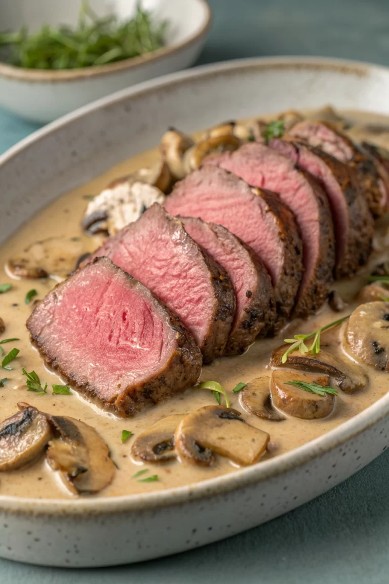 Oven Roasted Beef Tenderloin with Mushroom Sauce