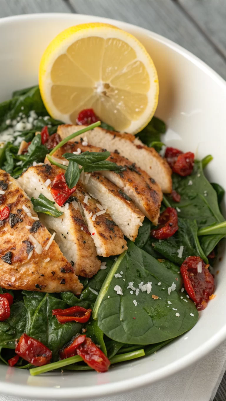 Asado Chicken Breast Recipe with Sauteed Garlic Spinach