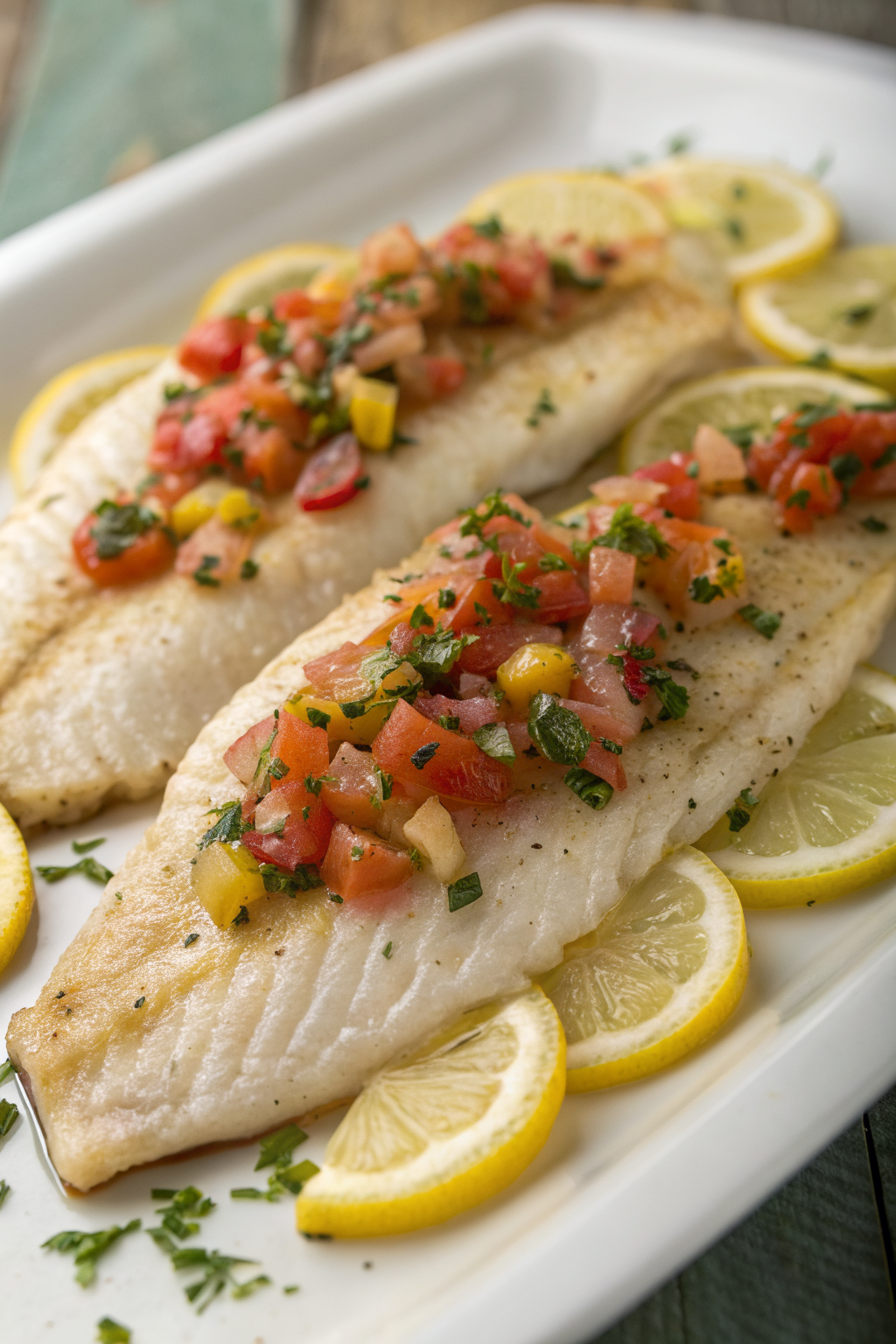 Branzino with Citrus Olive Salsa